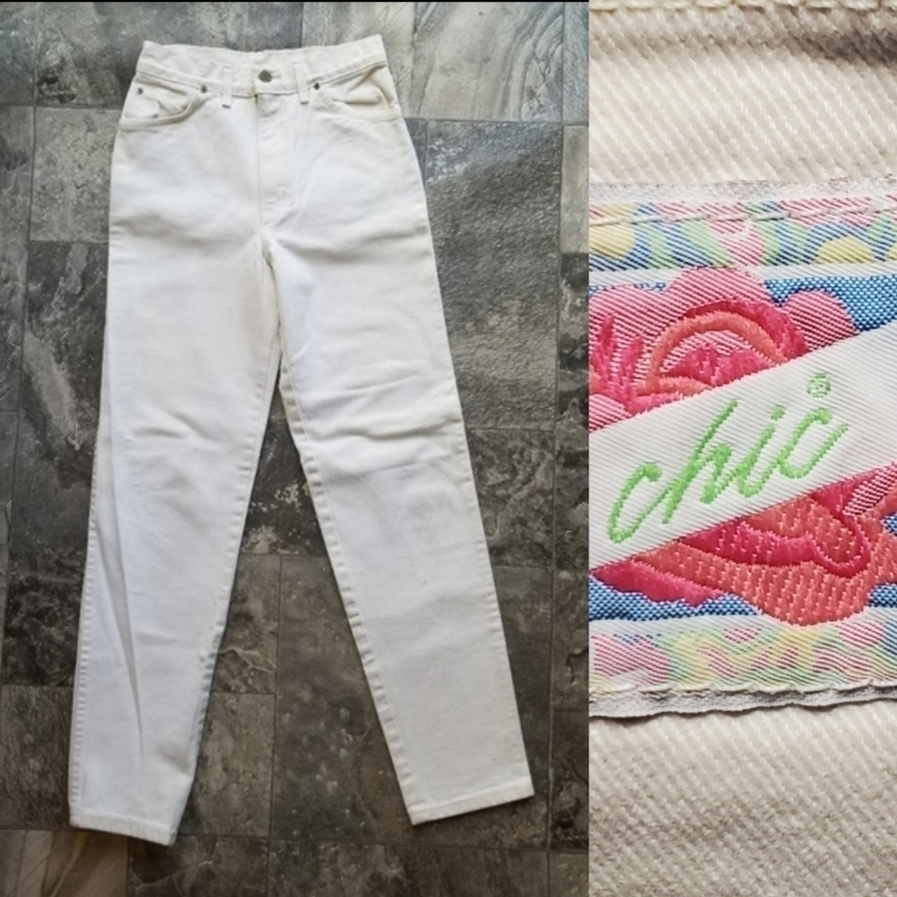 Vintage 90s y2k Off-White Denim High Rise Waisted Mom‎ Jeans 25" Waist VSCO